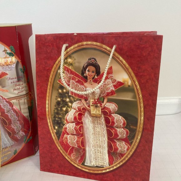 *RARE* FRENCH EDITION Brunette 1997 Holiday Barbie 10th Anniversary Set - Picture 10 of 11